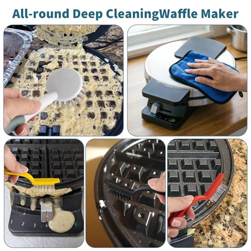 Waffle Maker Cleaner, Mini Waffle Maker Cleaning Brush for Clean Cookie Crumbs, Kitchen Cleaning Brush Kit for Belgian Waffle Maker Flip, Non-Scratch & Deep Clean Waffle Makers Cleaning Tool