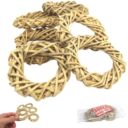 3331 Pk6 Medium Vine Wreaths Foot Talon Craft Part Bird Toy Natural Ring Woven Twist Cockatiels Parakeets Conures and Other Similar Birds