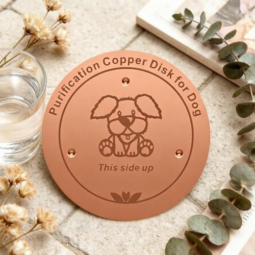 Copper Dog Bowl, 4" Copper Disc for Dog Water Bowl with 3 Point Support | Copper Pet Water Bowl, Dispenser Purification Disk, Copper Disk for Drinking Fountain Cat Bird Bath Bunny Cattle Horse - color: puppy