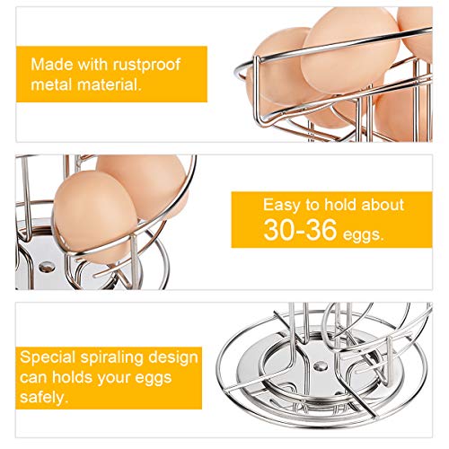 Toplife Spiral Design Stainless Steel Egg Skelter Dispenser Rack,Storage Display Rack,Silver - color: Sliver