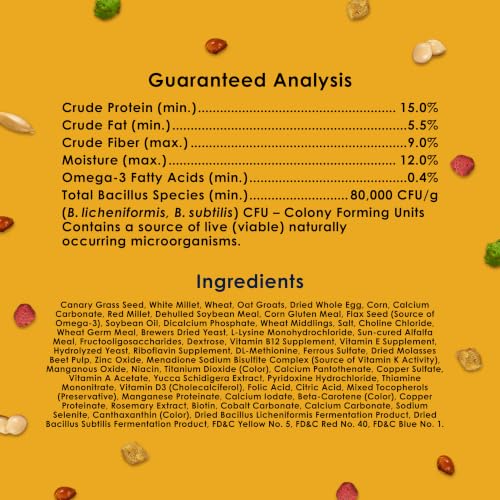 Kaytee Forti-Diet Pro Health Egg-Cite! Nourish+Protect Parakeet Bird Seed | Balanced digestion. Parakeet bird food with real egg. Parakeet food for breeding, molting, with prebiotics