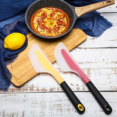 Patelai 2 Pack Silicone Omelette Spatula Turner, Red Yellow | Flexible Egg Flip Tool for Non-stick Pans, Nylon Core Silicone Material, Heat Resistant, Flip Fold Omelets Pancakes Crepes
