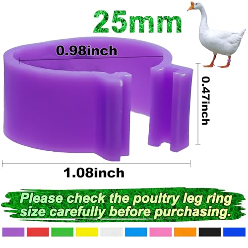 100 Pcs 25mm Colorful Numbered Duck and Goose Leg Bands with 10 Color, Extra Large Chicken Leg Rings Poultry Turkey Leg Bands Clip on Duck Ankle Tags for Turkey Goose Duck Guinea Chicken Gamefowl - size: 25mm - 100pcs