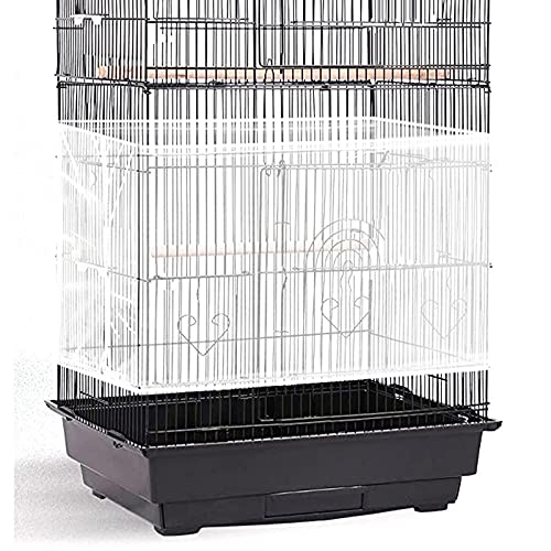 Shappy Large Bird Cage Seed Catcher,Bird Cage Cover Net Skirt Guard,Adjustable Soft Airy Mesh Net for Parrot Parakeet Macaw(78.7 x 15 Inch/ 200 x 37 cm,White) - color: White, size: 78.7 x 15 Inch/ 200 x 37 cm