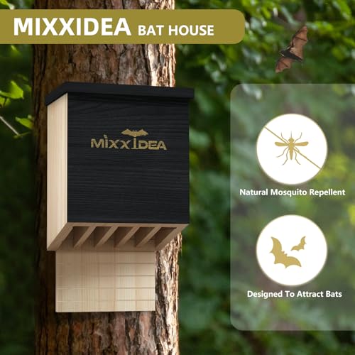 Bat House Bat Box Double Chamber Outdoor House Nursery Bat Shelter Habitat Big bat Box Handcrafted from Cedar Wood - Easy for Bats to Land and Roost - Weather Resistant & Ready to Install - color: Black 2