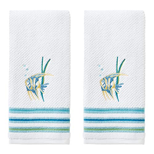 SKL Home Ocean Watercolor Hand Towel, White (2-Pack) - color: Ocean Watercolor, style: Hand Towel Set