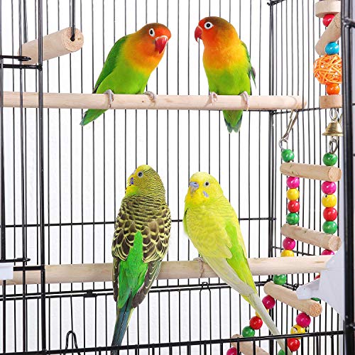 Yaheetech Bird Cage 64'' Medium Small Parrot Parakeet Bird Cages with Detachable Rolling Stand for Parrot Lovebirds Finches Parakeets Budgie Parrotlet Conures, Pet Flight Birdcage - color: Black