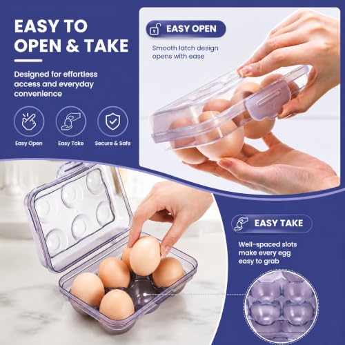 WRINGKIT 10 Pack 6 Count Egg Holder Camping, Clear Egg Storage Box with Lid | Portable Stackable Egg Carrier Containers Dispenser for Refrigerator, Travel, Kitchen, Picnic, Rv Trips, Eggs Protection Tray
