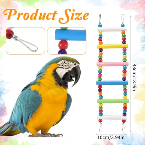 Bird Ladder for Cage 18.9 x 3.94in Parakeets Toys Cage Accessories(6 Steps) | Wooden Bird Playground Hanging Ladder Climbing & Swing Toys for Small Birds Cockatiel