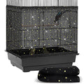 Shappy Large Bird Cage Cover Birdcage Nylon Mesh Net Cover Seed Feather Catcher Twinkle Star Universal Birdcage Cover Bird Seed Guard Skirt for Parakeet Macaw African Round Square Cage (Black, L)