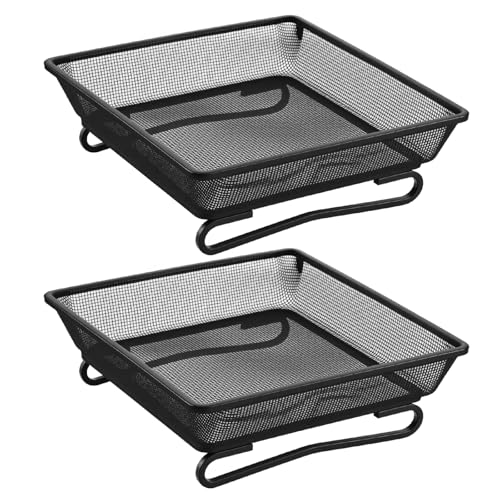 2 PCS Metal Ground Bird Feeder Tray, Platform Feeders with Drainage Holes, Outdoor Wild Bird and Squirrel Feeders for Garden, Patio, Backyard, 6.9x6.9x2.4 Inch