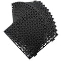 12 Pack Modular Interlocking Cushion 11.6" x 11.6" Rubber Mat Floor Tile Mats Drain Pool Patio Balcony Yard Pet Area Washer Pad(Black) - size: black