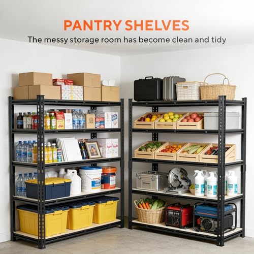 5 Tier Garage Shelving, Adjustable Heavy Duty Garage Shelves | 72 "H Metal Storage Shelves Unit for Basement,Warehouse,Pantry Kitchen - size: 72*55*24