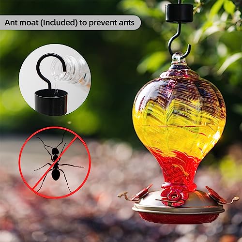 Gifts for Women Hummingbird Feeders, 34OZ Hand Blown Glass Hummingbird Feeder for Outside Ant Moat Leakproof for Mom (Wavy Mauve) | LaElvish Garden Gifts for Women Hummingbird Feeders, 34OZ Hand Blown Glass Hummingbird Feeder for Outside Ant Moat Leakproo