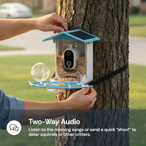 Luna Smart Bird Feeder Camera, 2K Enhanced AI Birds Species Identification | HD Video, Instant Arrival Alerts, Solar Powered, Weatherproof Design for Birdwatching, Ideal Gift for Bird Lovers