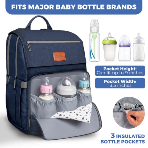 Baby Diaper Bag Backpack - Baby Bag for Girls & Boys, Large Waterproof Diaper Backpack - Baby Shower Gifts for Boys & Registry Must Haves - Travel Diaper Bags with Changing Pad - Newborn Stuff - color: C. Navy Blue, style: Classic