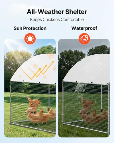 VEVOR Large Metal Chicken Coop with Run, 19.6 x 9.8 x 6.5 ft Walkin Chicken Coop for Yard with Waterproof Cover, Dome Roof Large Poultry Cage for Hen House, Duck Coop and Rabbit Run - size: 118.1"L x 236.2"W x 78.7"H