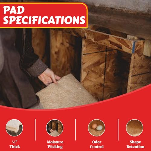 My Favorite Chicken Hemp Nesting Pads for Laying Hens, Nest Box Liners, Dense 1/2" Thick Poultry Nest Pads for Chicken Nesting Boxes, 5 Pack