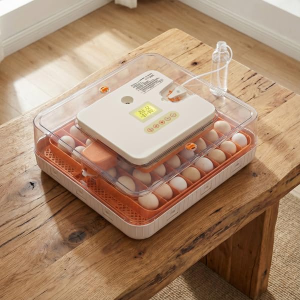 56-Egg Incubator with Automatic Turner, LED Candler, Auto Temp and Humidity Control, 110V, 16.14x16.14x6.69 Inch