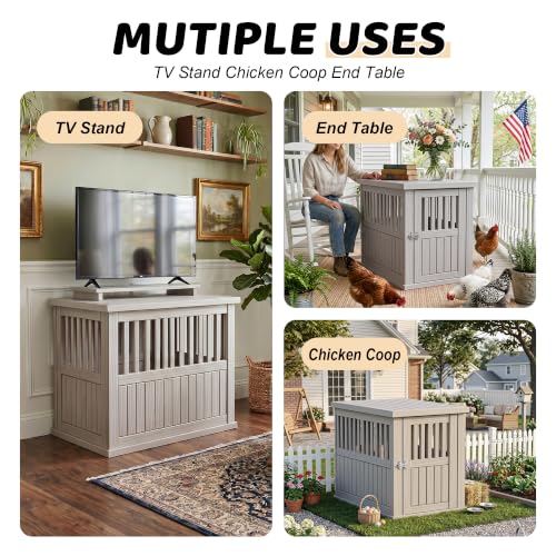 Large Chicken Coop with Stainless Steel Locking Plate, Resin Outdoor Duck House with Elevated Floor & Air Vents, Backyard Poultry Pet Shelter, Easy to Assemble, for Chicken, Ducks, Rabbits, Grey - color: Classic Grey, size: 39.4"L x 28.4"W x 32.8"H