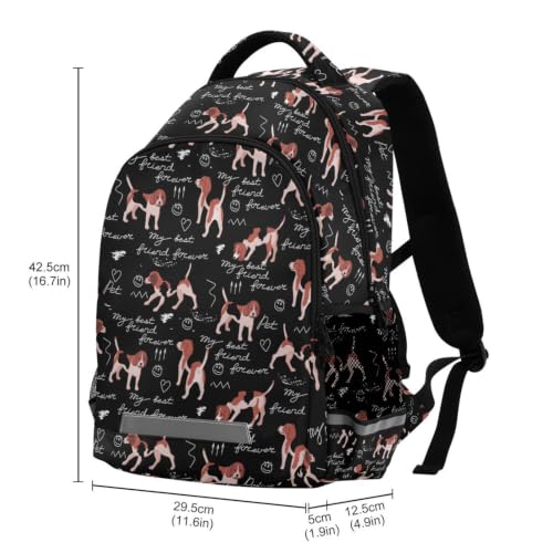 Kids Beagle Dogs Backpack for Boys Girls School Bags | Elementary Middle, Travel Daypack Lightweight Waterproof with Reflective Strip - color: Cartoon Beagle Dogs
