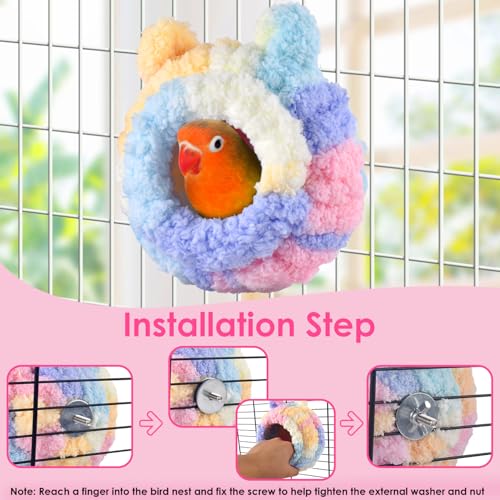 KATUMO Bird Nest, Conure Breeding Nest Parrotlet Snuggle Hut Canary House Bed for Conure Lovebird Canary Finch Coneshape Birds Hamster Small Pets - size: S (Pink)
