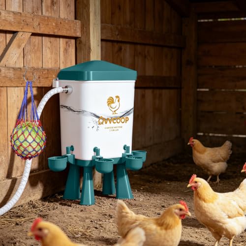 3 Gallon Automatic Chicken Waterer with Float Valve, Water Contatiner Cup Dispenser for Chicken, Float Controlled Poultry Drinking Supplies, Standing/Hang Use, 3 Gallon, Blue - color: Blue