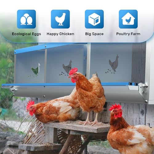 Chicken Nesting Box for Laying Eggs 3 Holes Metal Nest Box for Chicken Hens Ducks Poultry Protect Eggs Chicken Coop Easy Egg Collection Wall Mount Nest Box for Chicken Coop - size: 3 Compartments