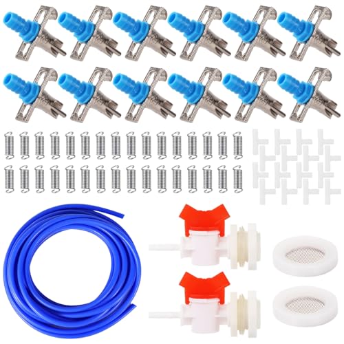 Automatic Rabbit Watering Kit - Including 5/16" Hose, 16 PCS Nipple Drinkers, Barb Fittings to G1/2" Thread Connectors, T-Fittings, Springs, and Gaskets, Automatic Rabbit Watering System