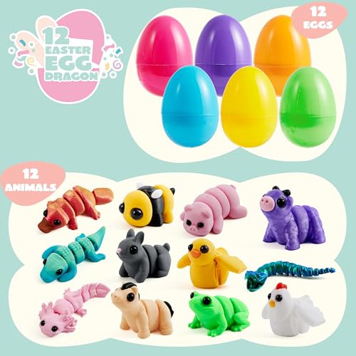 JOYIN 12Pcs Prefilled Easter Eggs with 3D Mini Animals, Magic Toy, Easter Basket Stuffers for Boys & Girls, Easter Theme Party Favors, Easter Egg Hunt, Classroom Prize Supplies(Age 8+) - style: Funny