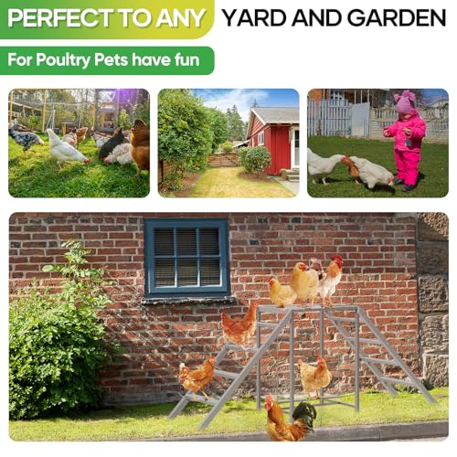 Chicken Coop Perches with Swing, Chicken Roosting Bars, Chicken Run Accessories Toy, Wooden Chicken Ladder for Pet's Healthy & Happy, Sturdy and Easy to Clean, Suitable for Backyard Farm,Gray