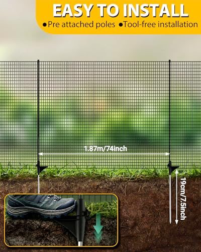 4'x50' Temporary Fence with Posts, Dog Fence Outdoor for Yard, Black | Mesh with step-in posts, No assembly required, Portable Fencing for yard, Garden fence animal barrier, Snow fence - color: Black, size: 4x50 ft