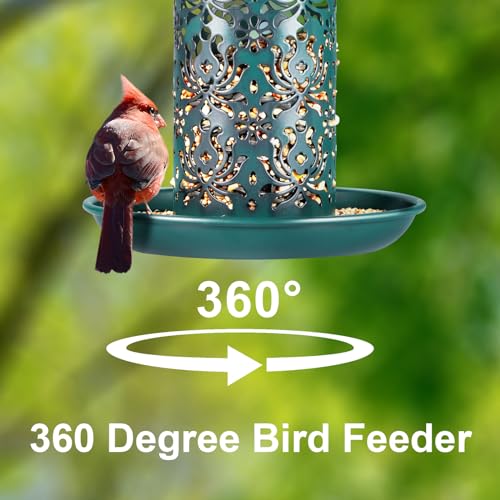SWEETFULL Solar Bird Feeders for Outside Metal Outdoor Hanging,Wild feeders as Gift Ideas Lovers Garden Yard Patio Cardinals (Chew-Proof,Heavy Duty Weather Resistance 2LBs) - size: 7.5"x 7.5"