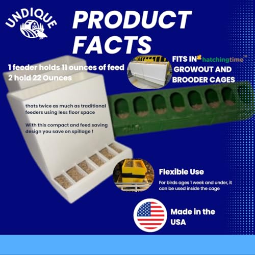 Button Quail Feeders, Adjustable Spill-Resistant Design, Cage Mountable, Made in USA, 2-Pack