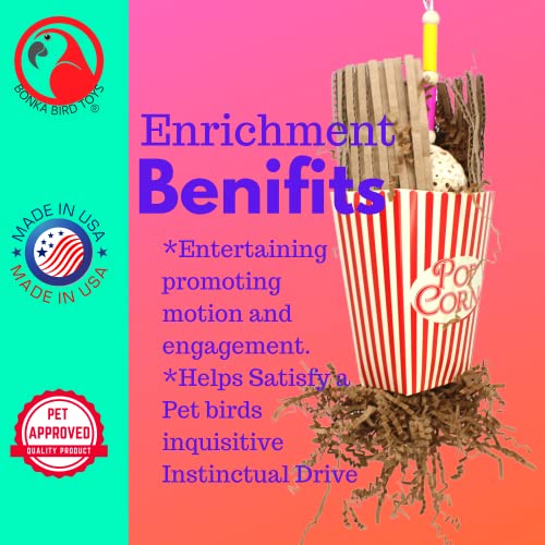 Bonka Bird Toys 2319 Sola Popcorn Medium Large Bird Toy Popcorn Paper Cardboard Rope Sola Atta Forage Chew Amazons Conure African Greys and Other Similar Birds