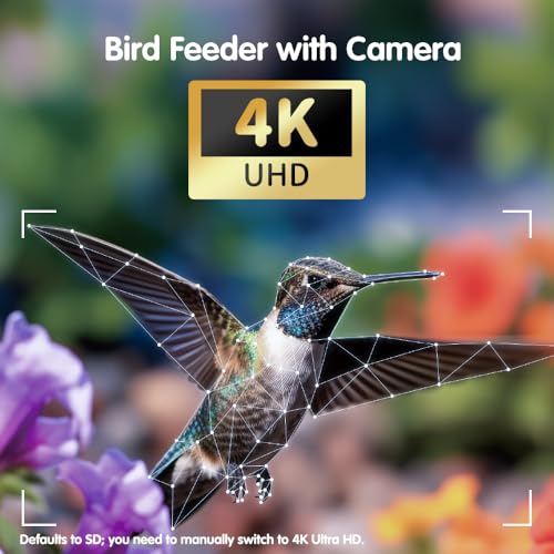Bird Feeder with Camera, 4K UHD AI Video Bird Feeder Camera, Solar Powered Smart Bird Feeder with Camera for Outside, Instant Arrival Alerts, 3-in-1 Design, Ideal Gifts for Bird Lovers, Blue - color: Blue