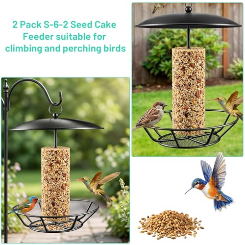 1 Pack Cylinder Bird Feeder, S-6-2 Seed Cake Bird Feeder Holder, Metal Suet Cake Holder, Backyard Wild Birdfeeding Birds Feeders for Outdoors Garden