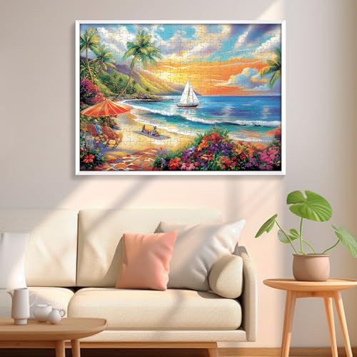 300 Pieces Puzzles for Adults, Summer Sunset Beach Jigsaw Puzzles - style: Summer Beach