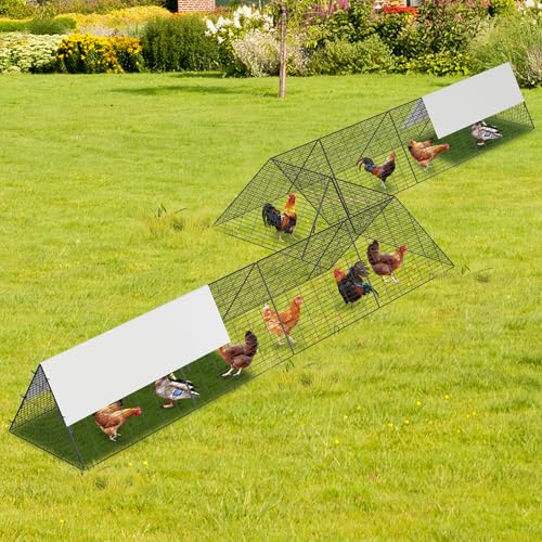 GarveeLife Metal Chicken Tunnel with Waterproof & Anti-UV Cover, Chicken Run for Yard, Outdoor Backyard Farm, Portable Chicken Coop for Hens, Ducks, Rabbits, 287x78.7x24.2 inch - size: 40.9"L x 29.7"W x 3.7"H