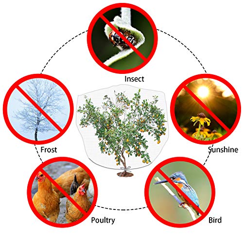 Alpurple 6.5 x 8.2 Feet Insect Bird Barrier Netting Mesh with Drawstring -Garden Bug Netting Plant Cover for Protect Plant Fruits Flower from Insect Bird Eating - color: 78 X 98 Inch