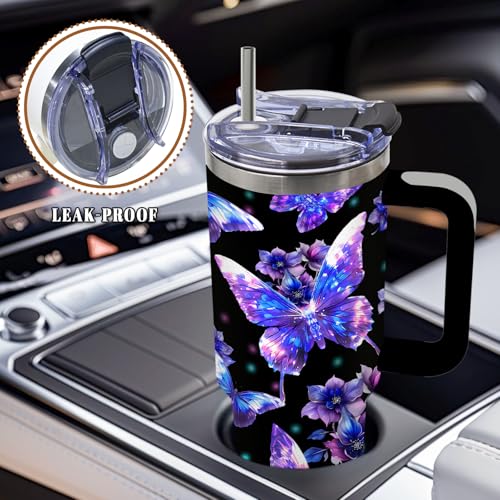 DUUV Purple Butterfly Tumbler 40oz, Insulated Christian Gift for Women | Faith Hope Love Tumbler Leakproof, Spiritual Butterfly Mug, Faith Religious Gifts for Women, Birthday Gift for Friend, 1 Pack - color: Black Crystal Butterfly