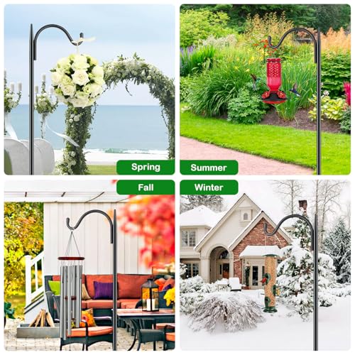 Short Shepherds Hooks for Outdoor, 48 Inch Bird Feeder Pole with 5 Prongs Base, Heavy Duty Shepherds Hook Garden Hook for Hummingbird Feeder, Hanging Lantern, Plant Baskets, 2 Pack - size: 48 Inch