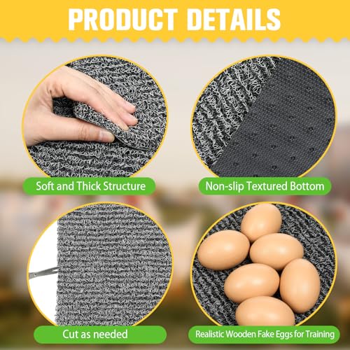 12 Pcs Nesting Pads for Chicken Coop, Washable Plastic Nesting Box Liners 12x12 Inch Reusable Nest Box Pads with 6 Pcs Fake Wooden Eggs Chicken Laying Mats Coop Accessories