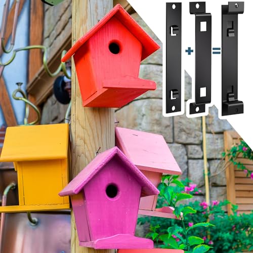 Blulu 2 Sets Bird House Hanger Bracket Stable Rust Proof Galvanized Steel Mounting Bracket for Securing Bird Houses Nesting Boxes Feeders, Quickly Remove for Cleaning (Black) - color: Black
