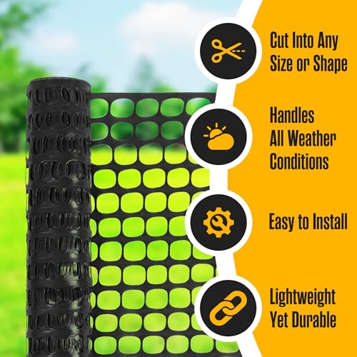 Fencing, Temporary Fence, Snow Fence, Chicken, 10.55 lb/roll, 4x100' Feet | Houseables Black Plastic Fencing, Deer Netting, Plastic Mesh Roll, Safety Netting, Construction, Yard, Garden, Dogs, Backyard - color: Black