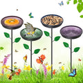 4PCS Hummingbird Bird Bath for Outside, Freestanding Metal Flower BirdBaths Bowl with Stake, Detachable Birdfeeder for Outdoor Yard Lawn Garden Decor (4PCS-Blue-Green-Brown-Purple) - style: 4PCS-Blue-Green-Brown-Purple