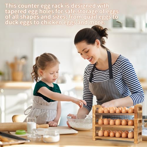 3-Tier Egg Holder Countertop, Egg Storage for Countertop Organizer | Holds 36 Eggs, Egg Storage Organizer, Fits Duck Eggs, Fits Turkey Eggs, Fits Chicken Eggs