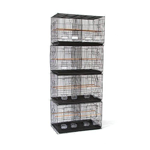 Lot of 4 Breeding Bird Carrier Cage with Dividor 30 x 18 x18 for Parakeet Canary Finch Loverbird (Black) - color: Black