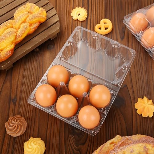 12Pack Plastic Clear Egg Carton Half Dozen Egg Tray Reusable Egg Cartons | 2x3 Plastic Clear Egg Carton Cheap Bulk for 6 Eggs - size: Holds 6 eggs-12Pack