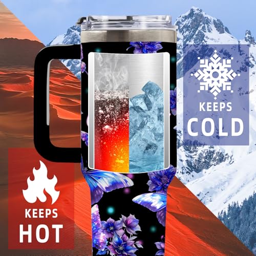 DUUV Purple Butterfly Tumbler 40oz, Insulated Christian Gift for Women | Faith Hope Love Tumbler Leakproof, Spiritual Butterfly Mug, Faith Religious Gifts for Women, Birthday Gift for Friend, 1 Pack - color: Black Crystal Butterfly